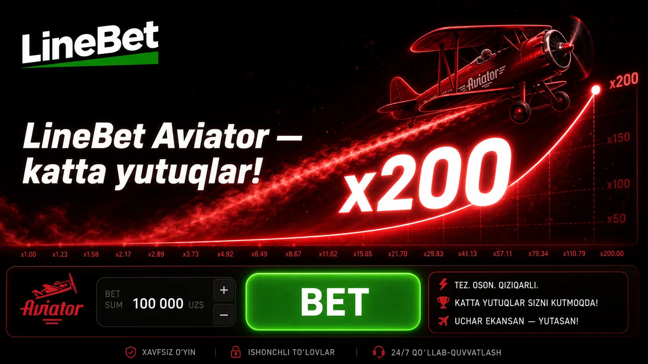 Linebet Aviator minimal depozit 4000 UZS JVIP promokod